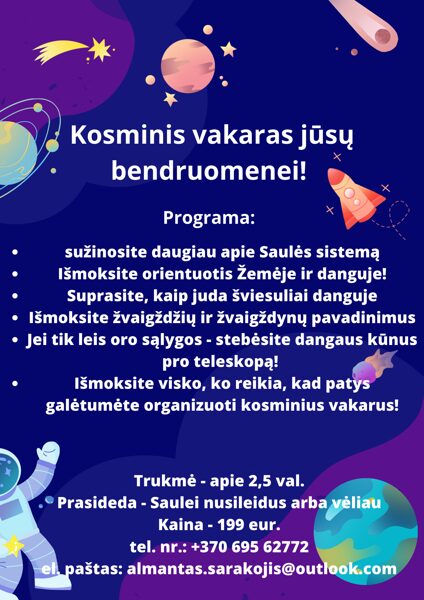 Kosminis vakaras jūsų bendruomenei!